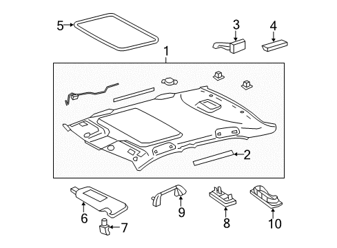 2008 Toyota Camry Interior Trim - Roof Headliner Spacer Diagram for 66415-33040