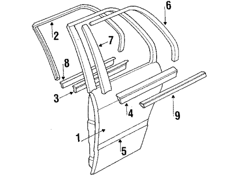 1991 BMW 318i Rear Door Door Weather Strip Inner Left Diagram for 51221906849