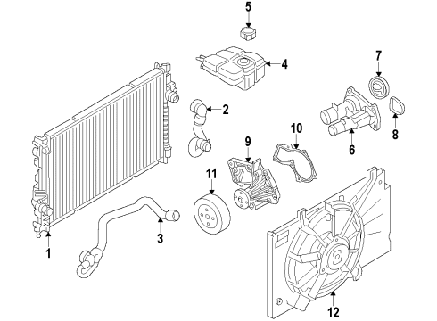 2016 Ford Escape Cooling System, Radiator, Water Pump, Cooling Fan Pulley Diagram for AE8Z-8509-A
