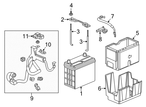 2019 Honda CR-V Battery Cover, Battery Terminal Diagram for 32418-R40-003