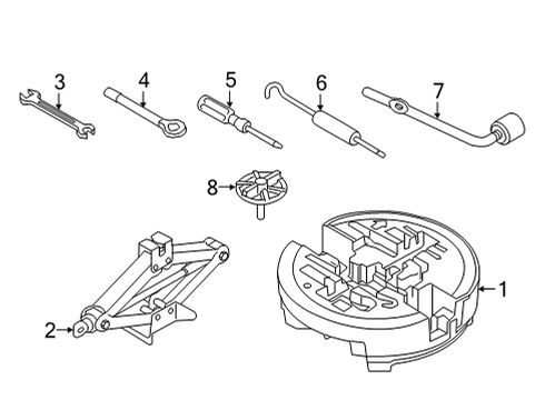 2021 Genesis G90 Jack & Components Clamp-Spare Tire Diagram for 628513B100
