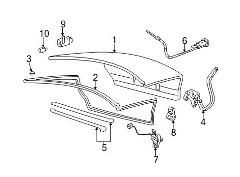 2001 Ford Taurus Trunk Lid Torsion Bar Diagram for YF1Z-5444890-BA