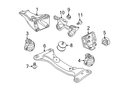 2012 BMW 335i xDrive Engine & Trans Mounting Engine Support Bracket Front Left Diagram for 22116760317