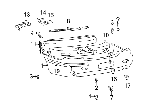 2002 Hyundai XG350 Rear Bumper Nut-Spring Diagram for 13341-06001