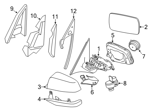 2010 BMW 535i GT Outside Mirrors Exterior Mirror Without Glass, Heated, Left Diagram for 51167283663