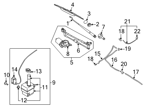 2008 Kia Spectra Wiper & Washer Components Front Windshield Washer Nozzle Assembly, Right Diagram for 986302F101