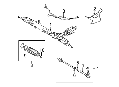 2010 BMW M6 Steering Column & Wheel, Steering Gear & Linkage Pipe Set Diagram for 32132283347