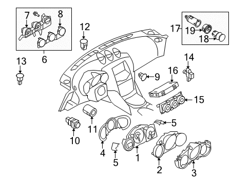 2010 Nissan 370Z Cluster & Switches, Instrument Panel Switch Unit-Ignition Diagram for 25151-1AA9B