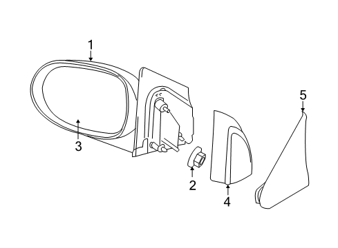 2011 Dodge Caliber Mirrors Glass-Mirror Replacement Diagram for 68000025AA