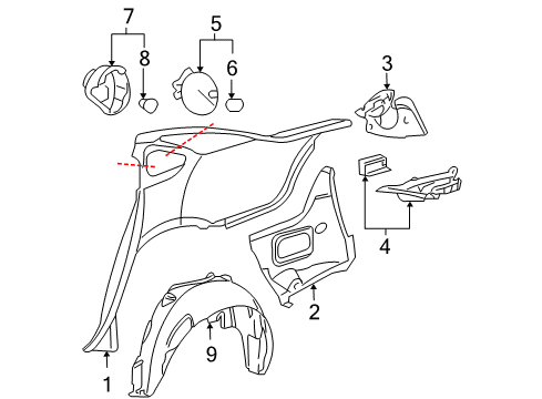 2015 Chevrolet Impala Limited Quarter Panel & Components Wheelhouse Liner Diagram for 15876945