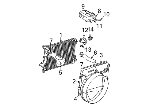 2003 Dodge Ram 1500 Radiator & Components Clamp-Hose Diagram for 53032537AA