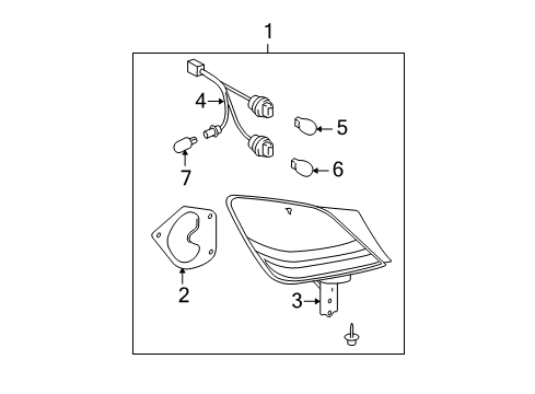 2009 Toyota Avalon Bulbs Tail Lamp Assembly Bracket Diagram for 58386-AC040