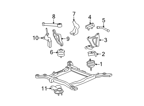 2011 Buick Lucerne Engine & Trans Mounting Bracket-Engine Rear Mount Diagram for 15279196