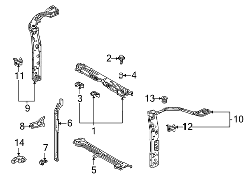 2021 Toyota Highlander Automatic Temperature Controls Upper Tie Bar Stay Diagram for 52081-0E010