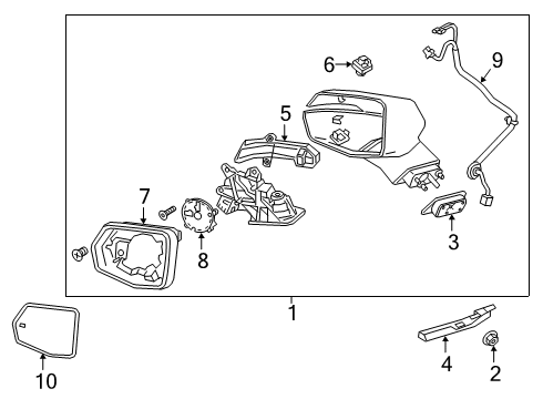 2019 Cadillac XT4 Parking Aid Mirror Glass Diagram for 23141269