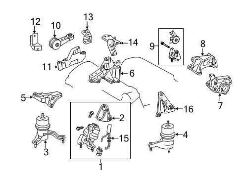 2013 Lexus RX350 Engine & Trans Mounting Bracket, Engine Mounting Control(For Transverse Engine) Diagram for 12313-31050