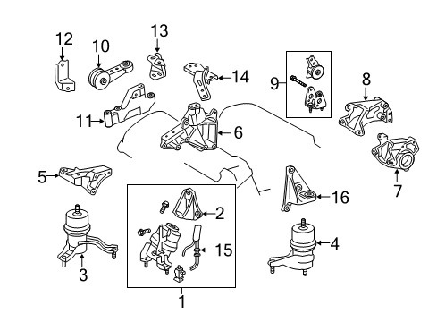 2013 Lexus RX350 Engine & Trans Mounting Bracket, Engine Mount Diagram for 12325-0P010