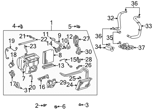 2003 Toyota Prius Air Conditioner Heater Core Packing Diagram for 88578-47040