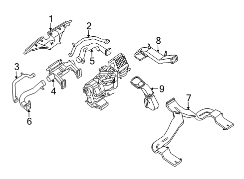 2005 Infiniti QX56 Ducts Duct-VENTILATOR Center Diagram for 27860-9FD0A