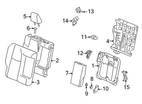 2022 Toyota Corolla Cross Rear Seat Components Seat Back Frame Diagram for 71017-0A080