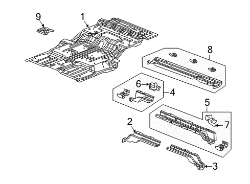 2009 Chrysler Aspen Rear Floor & Rails Pan-Floor Diagram for 55364701AA