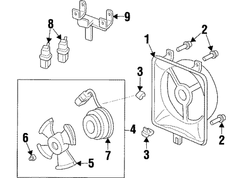 1997 Acura CL A/C Condenser Fan Fan Assembly, Cooling Diagram for 38610-P0G-A02