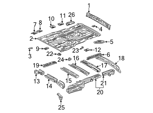 1999 Toyota Sienna Rear Body Panel, Floor & Rails Rear Floor Pan Diagram for 58311-08021