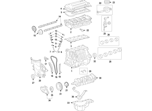 2001 Toyota Celica Engine Parts, Mounts, Cylinder Head & Valves, Camshaft & Timing, Oil Pan, Oil Pump, Crankshaft & Bearings, Pistons, Rings & Bearings, Variable Valve Timing Overhaul Gasket Set Diagram for 04111-22062