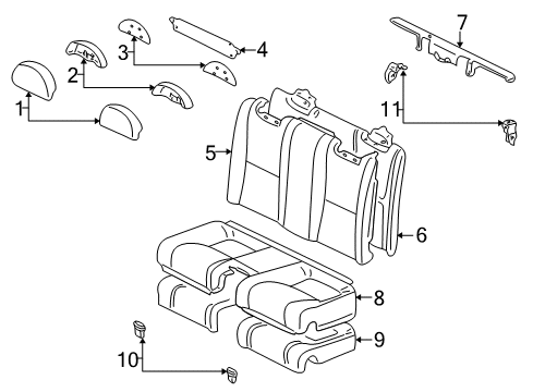 2008 Lexus SC430 Rear Seat Components Cover, Rear Seat Headrest Plate Diagram for 71952-24010-A0