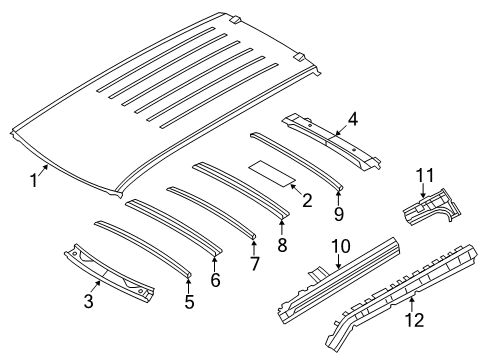 2018 Nissan Armada Roof & Components Rail Front Roof Diagram for 73210-1LA0A