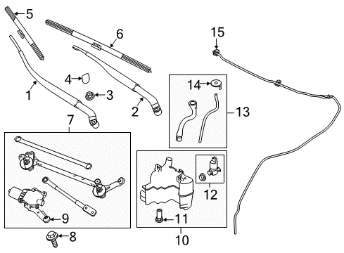 2015 Infiniti Q50 Wiper & Washer Components Front Window Wiper Arm Assembly Diagram for 28881-4GF0A