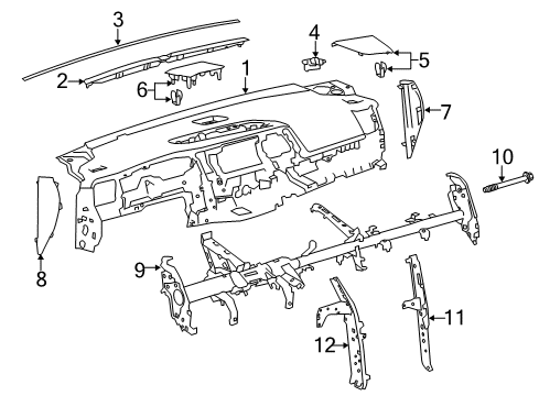 2018 Toyota Highlander Cluster & Switches, Instrument Panel Lower Brace Diagram for 55307-0E060