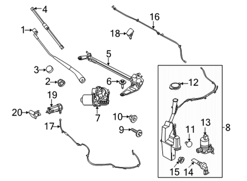 2021 Ford Mustang Mach-E Wipers Filler Cap Diagram for 8L8Z-17632-B