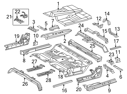 2018 Toyota Tundra Cab - Floor Rear Floor Pan Diagram for 58311-0C091