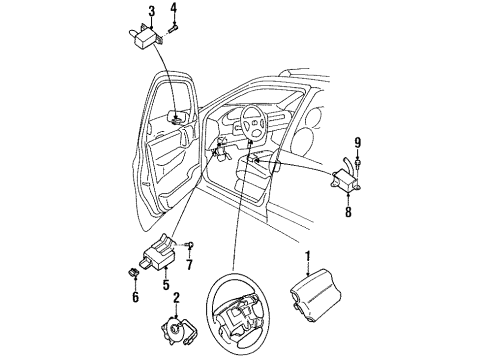 1994 Nissan Quest Air Bag Components Clock Spring Steering Air Bag Wire Diagram for 25554-0B725
