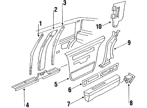 1987 Oldsmobile 98 Interior Trim Panel Asm-Trim Finish Center Pillar Upper Front *Saphire V/Dark Diagram for 20654155