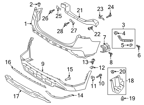 2019 Hyundai Santa Fe Rear Bumper Bolt Diagram for 11281-06206-B