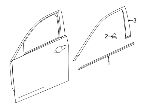 2014 Cadillac CTS Exterior Trim - Front Door Belt Molding Diagram for 84445405