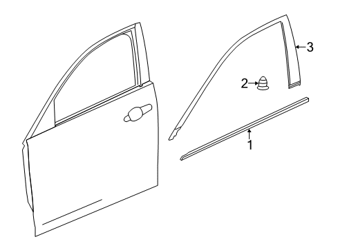 2019 Cadillac CTS Exterior Trim - Front Door Belt Molding Diagram for 84337033