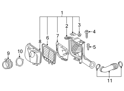 2006 Cadillac SRX Filters Inlet Duct Diagram for 25744215