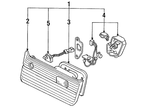 1993 Honda Accord Tail Lamps Cover & Wire, L. Diagram for 34157-SM5-A01