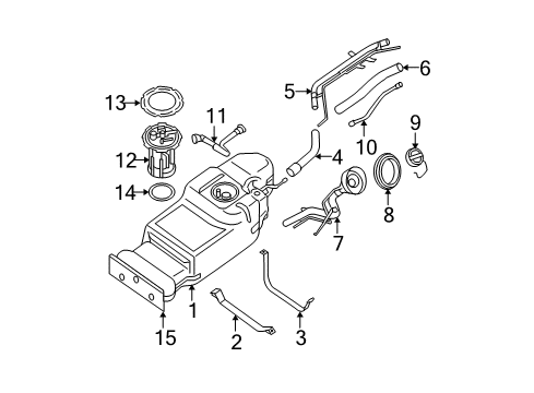 2005 Nissan Xterra Fuel System Components Tube Assy-Filler Diagram for 17221-EA010