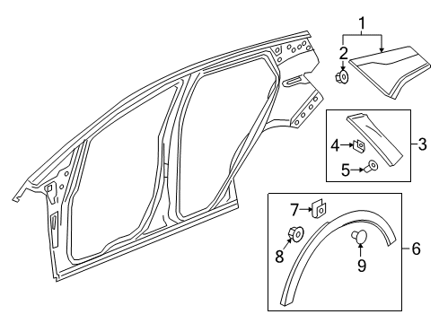 2018 Chevrolet Bolt EV Exterior Trim - Quarter Panel Wheel Opening Molding Diagram for 42782333