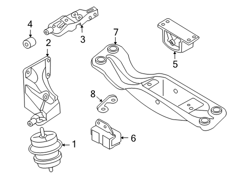 2012 Infiniti FX35 Engine & Trans Mounting Member Assy-Engine Mounting, Rear Diagram for 11310-4GB5A