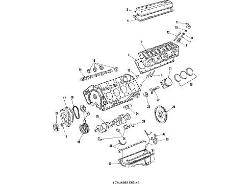 1988 Pontiac Firebird Engine Parts, Mounts, Cylinder Head & Valves, Camshaft & Timing, Oil Pan, Oil Pump, Crankshaft & Bearings, Pistons, Rings & Bearings Camshaft Asm Diagram for 10066049
