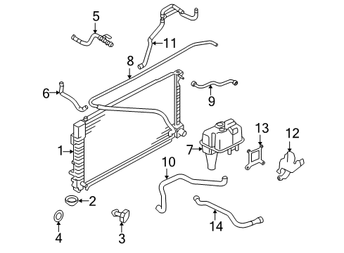 2007 Ford Escape Cooling System - Hybrid Component Lower Hose Diagram for 5M6Z-8286-BD