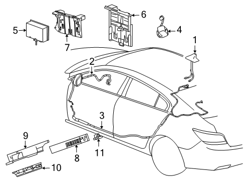 2012 Buick Regal Communication System Components Receiver Bracket Diagram for 13263358