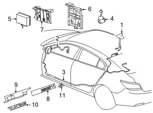 2012 Buick Regal Communication System Components Module Bracket Diagram for 13275573