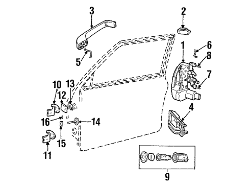 2001 Jeep Cherokee Front Door - Lock & Hardware Rod Outside Handle To LATC Diagram for 55076227