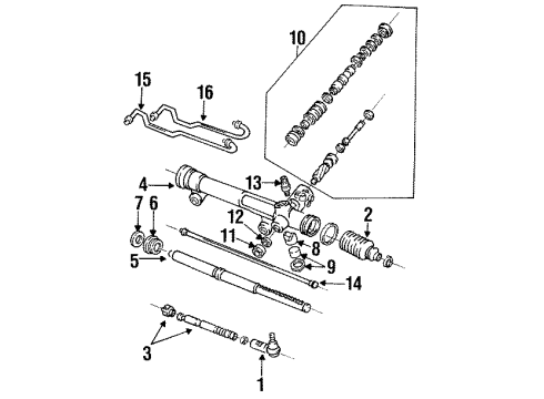 1994 Ford Taurus P/S Pump & Hoses, Steering Gear & Linkage Gear Assembly Diagram for F3DZ-3504-DDRM
